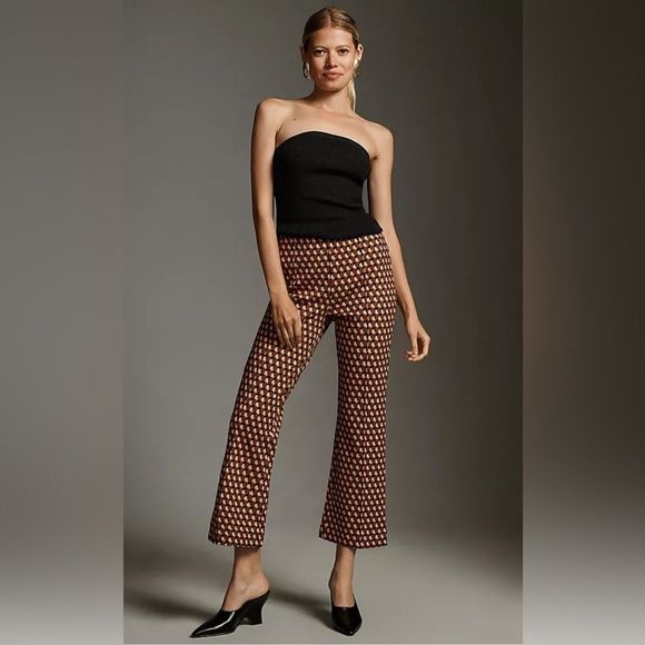 Anthropologie Pink and Tan Trousers with Wide-Leg Design - Picture 2 of 3